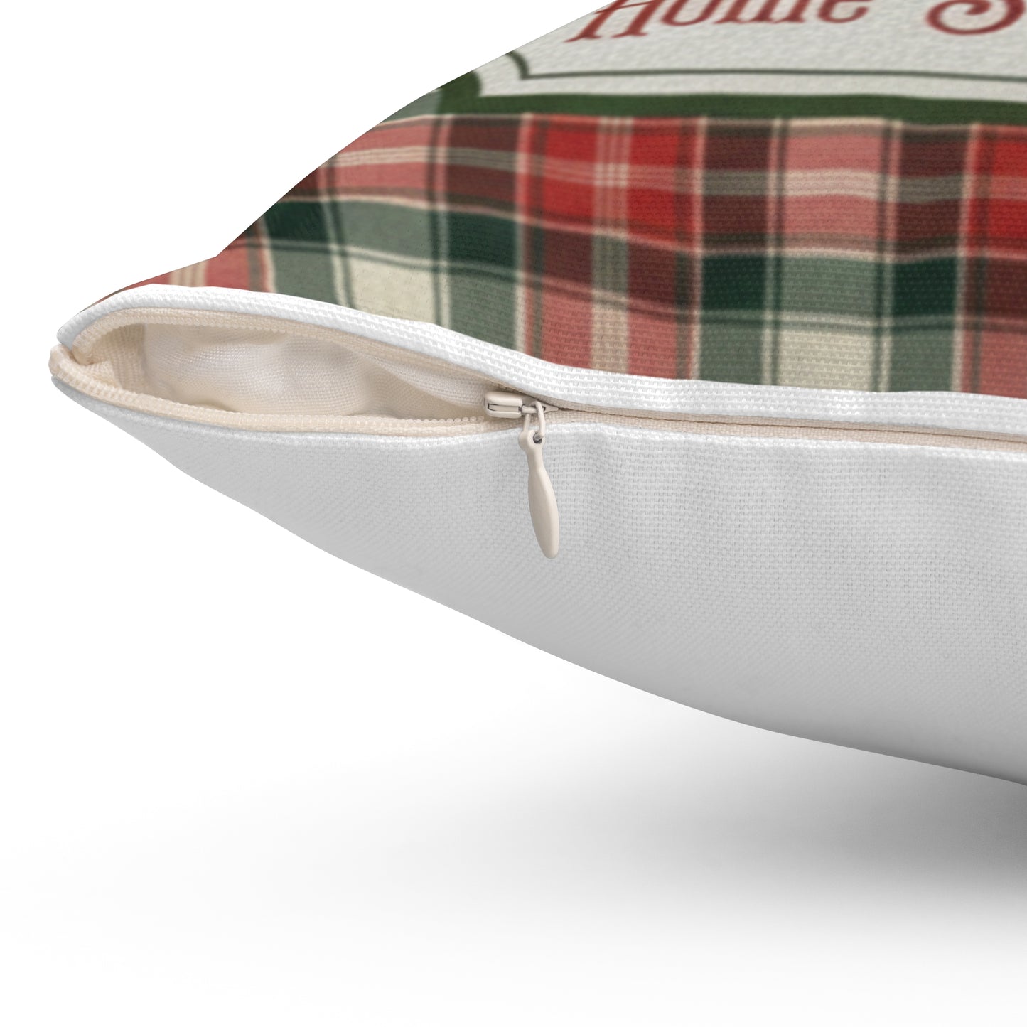 Cozy Plaid Christmas Throw Pillow | Home Sweet Home Christmas Tree Accent Pillow | Rustic Farmhouse Holiday Decor