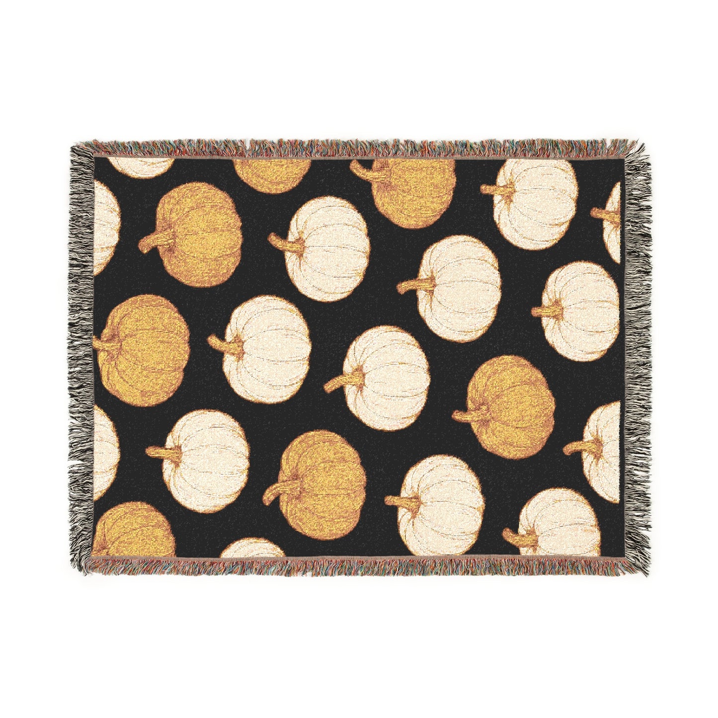 Cozy Fall Woven Blanket with Pumpkin Motif, Autumn Decor, Gift for Thanksgiving, Home Warmth, Seasonal Throw