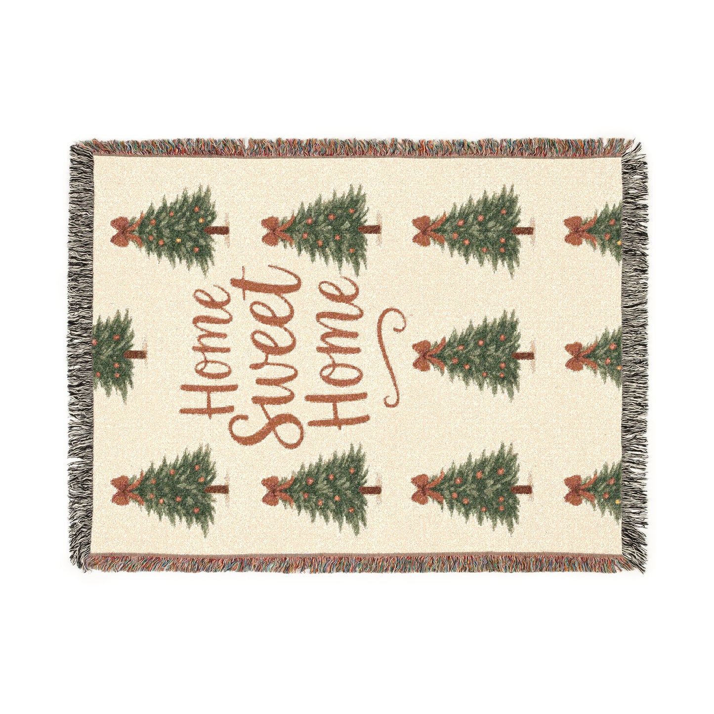 Holiday Throw Blanket — "Home Sweet Home" Christmas Tree Woven Blanket