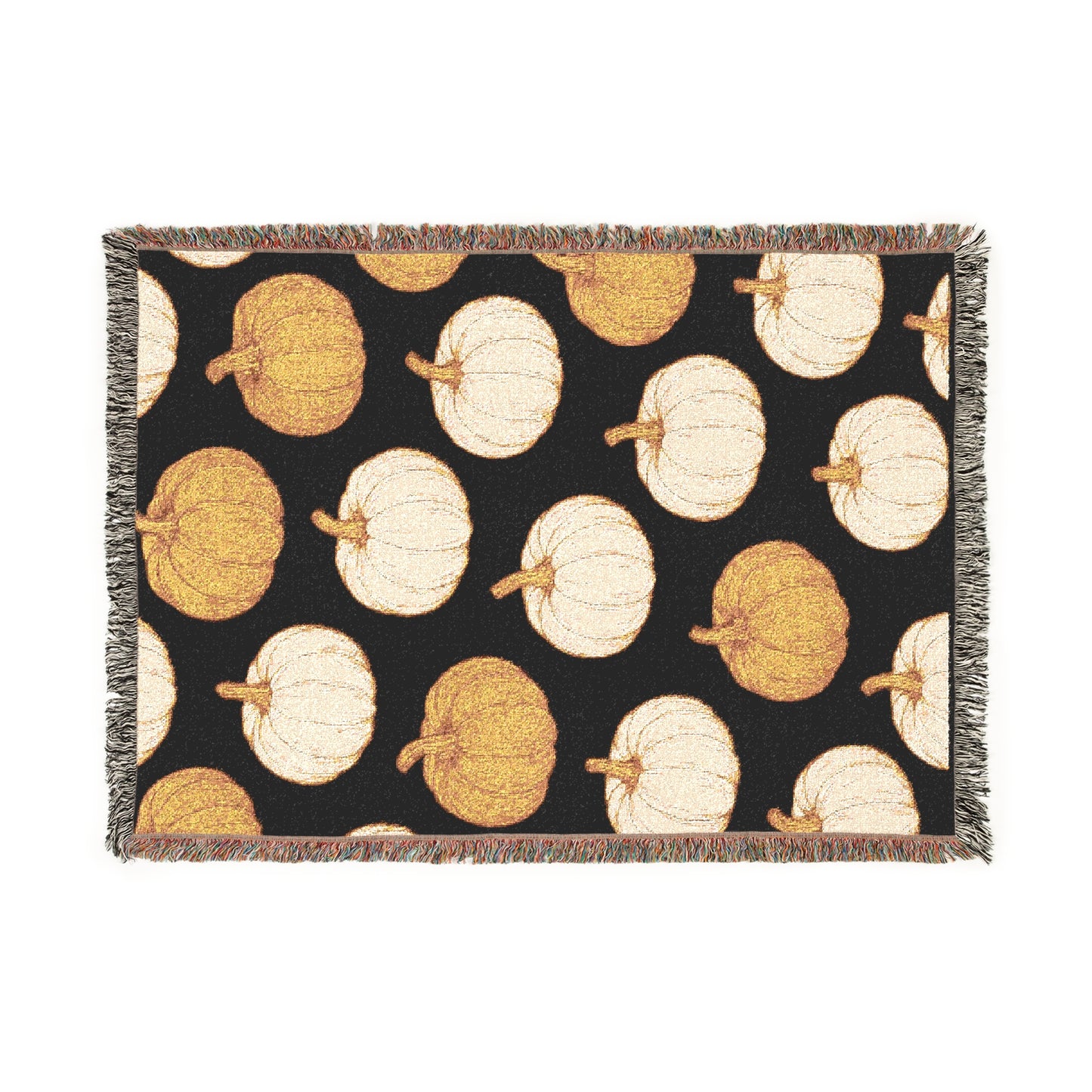 Cozy Fall Woven Blanket with Pumpkin Motif, Autumn Decor, Gift for Thanksgiving, Home Warmth, Seasonal Throw