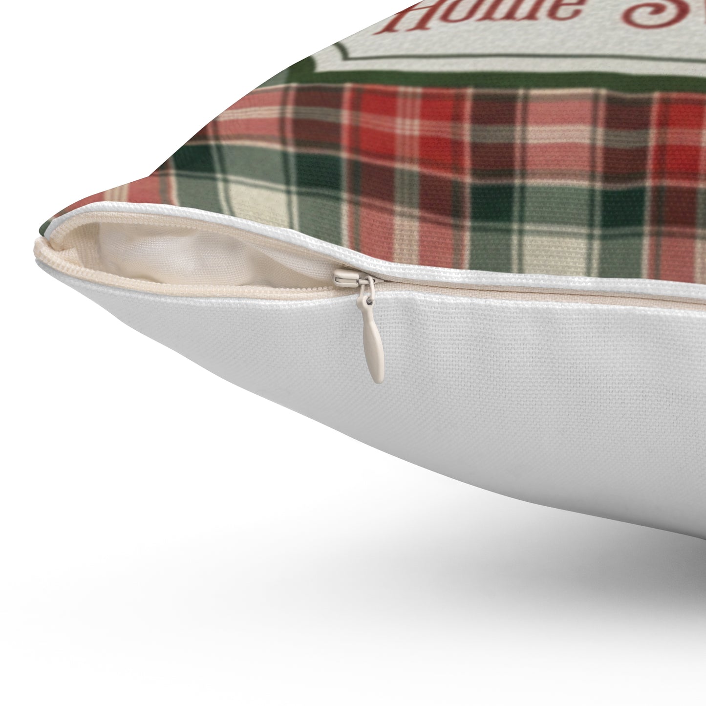 Cozy Plaid Christmas Throw Pillow | Home Sweet Home Christmas Tree Accent Pillow | Rustic Farmhouse Holiday Decor