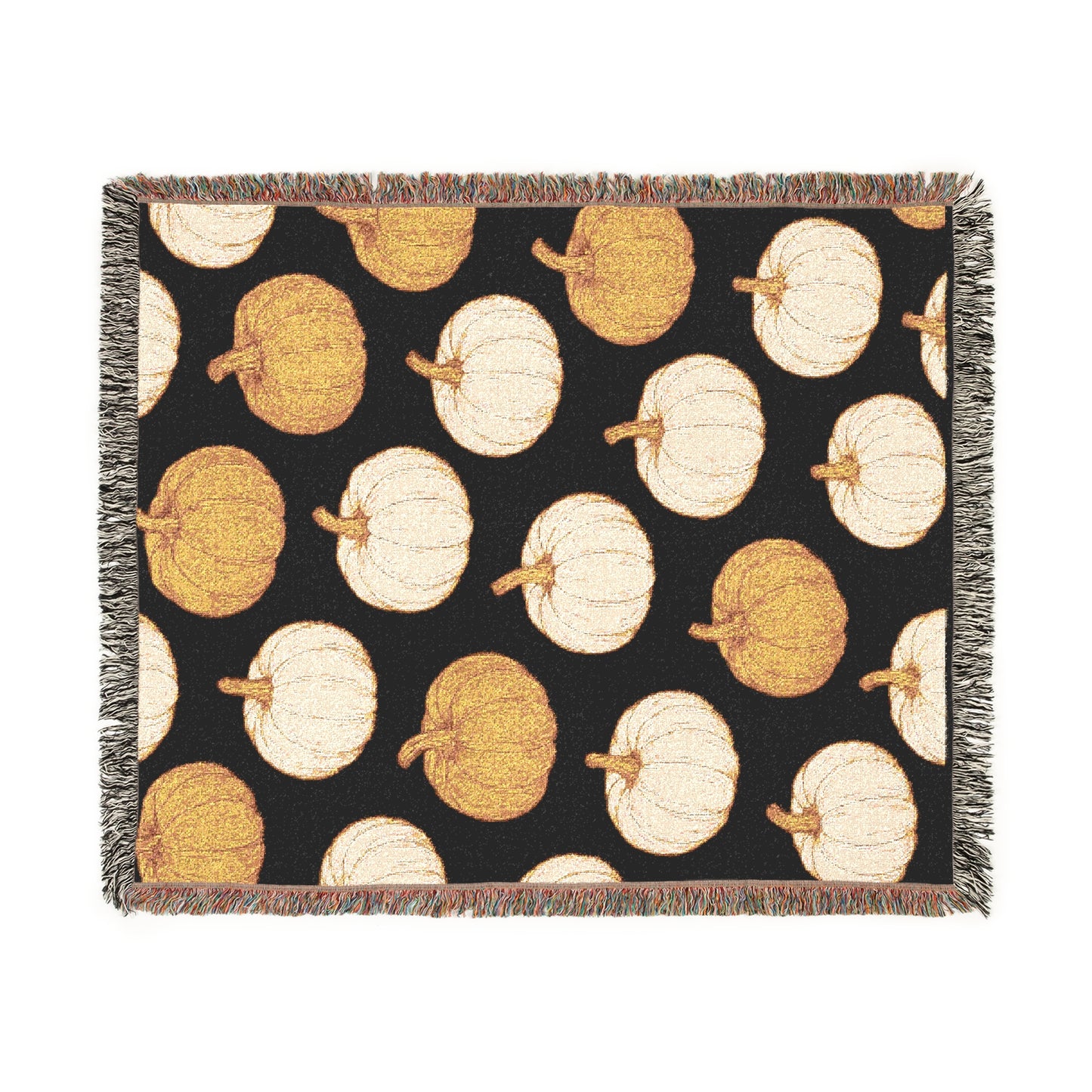 Cozy Fall Woven Blanket with Pumpkin Motif, Autumn Decor, Gift for Thanksgiving, Home Warmth, Seasonal Throw