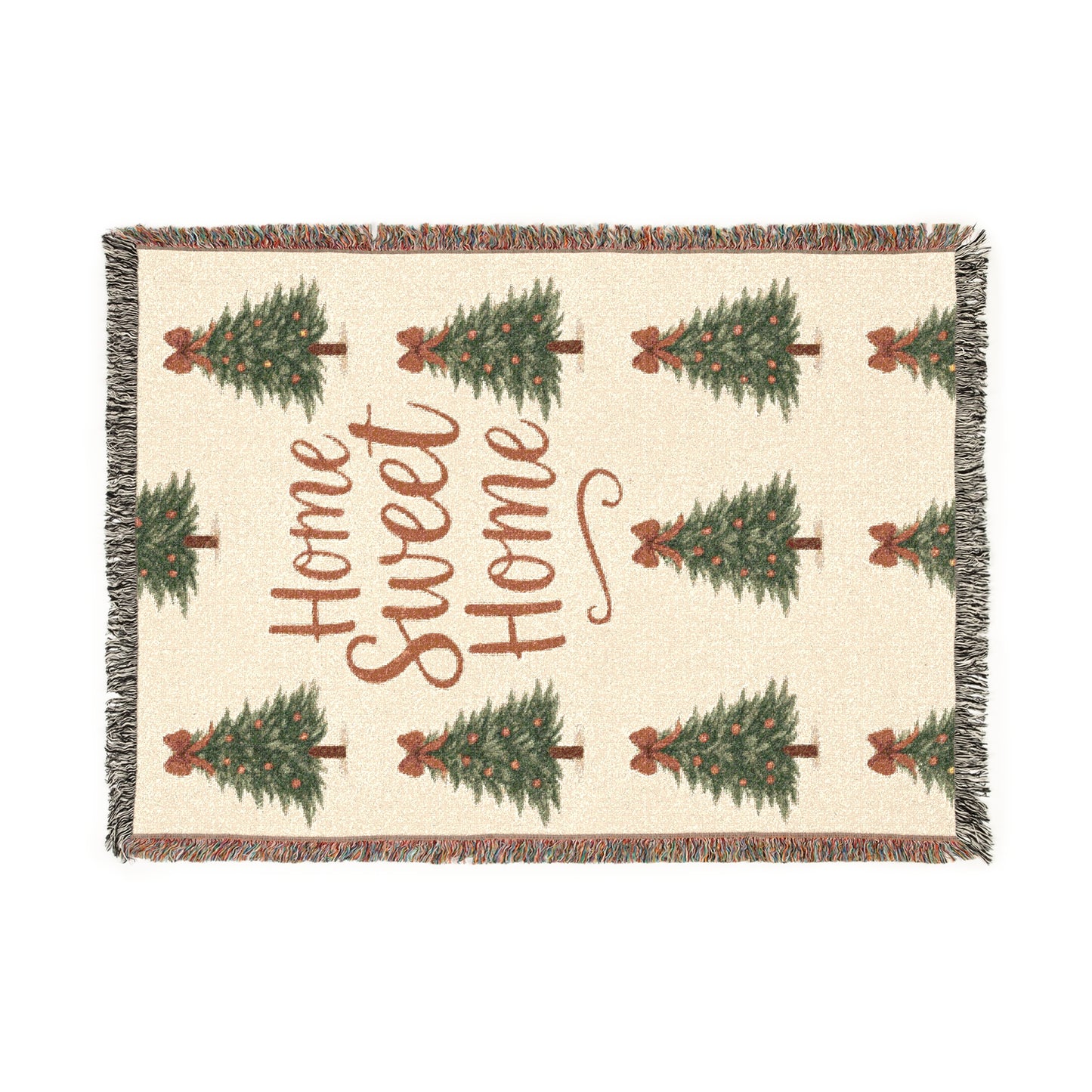 Holiday Throw Blanket — "Home Sweet Home" Christmas Tree Woven Blanket