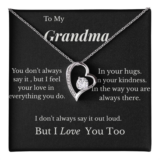 To My Grandma Heart Necklace with Love Message