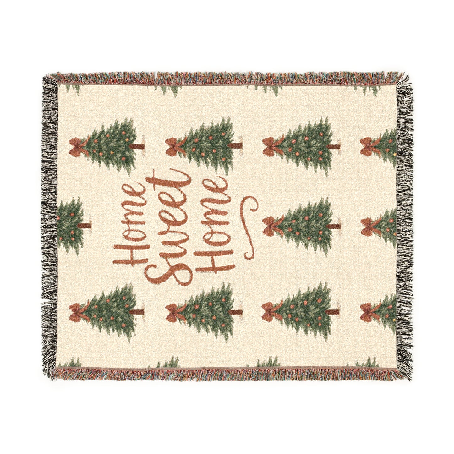 Holiday Throw Blanket — "Home Sweet Home" Christmas Tree Woven Blanket