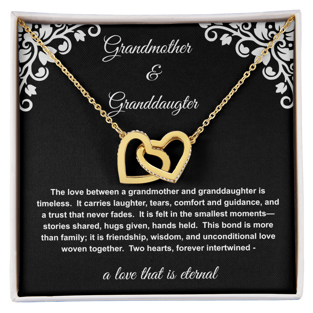 Grandmother Granddaughter Necklace | Two Interlocking Hearts Jewelry | Meaningful Gift from Grandma to Granddaughter | Birthday Christmas Gift