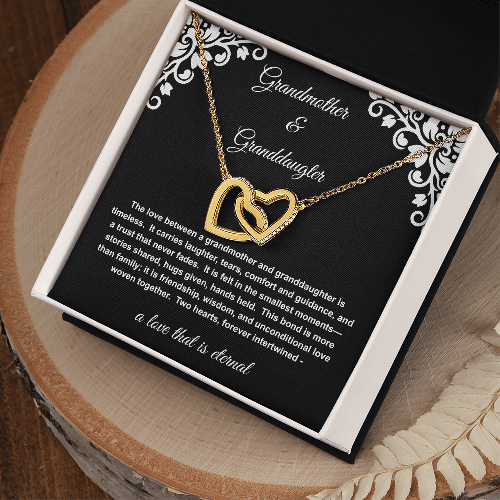 Grandmother Granddaughter Necklace | Two Interlocking Hearts Jewelry | Meaningful Gift from Grandma to Granddaughter | Birthday Christmas Gift