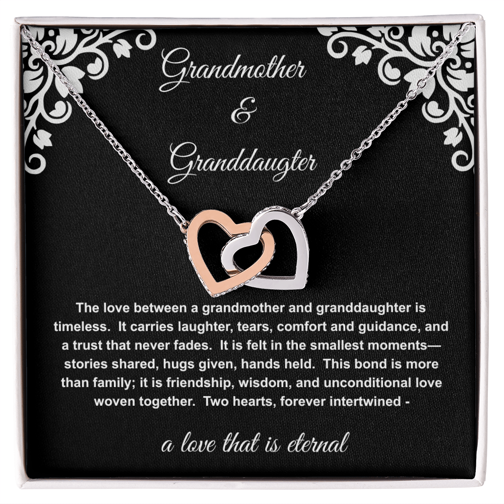 Grandmother Granddaughter Necklace | Two Interlocking Hearts Jewelry | Meaningful Gift from Grandma to Granddaughter | Birthday Christmas Gift
