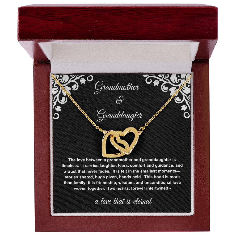 Grandmother Granddaughter Necklace | Two Interlocking Hearts Jewelry | Meaningful Gift from Grandma to Granddaughter | Birthday Christmas Gift