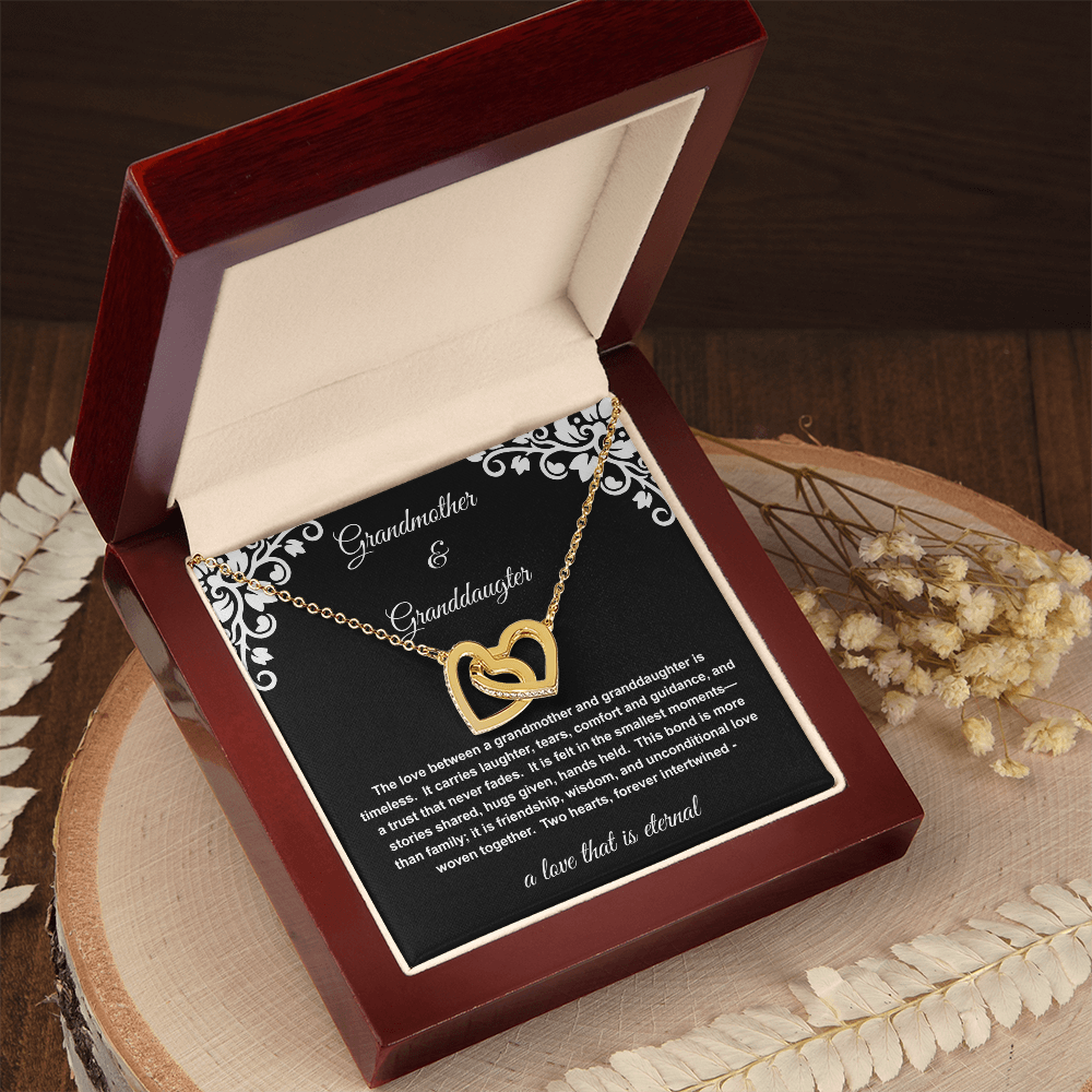 Grandmother Granddaughter Necklace | Two Interlocking Hearts Jewelry | Meaningful Gift from Grandma to Granddaughter | Birthday Christmas Gift