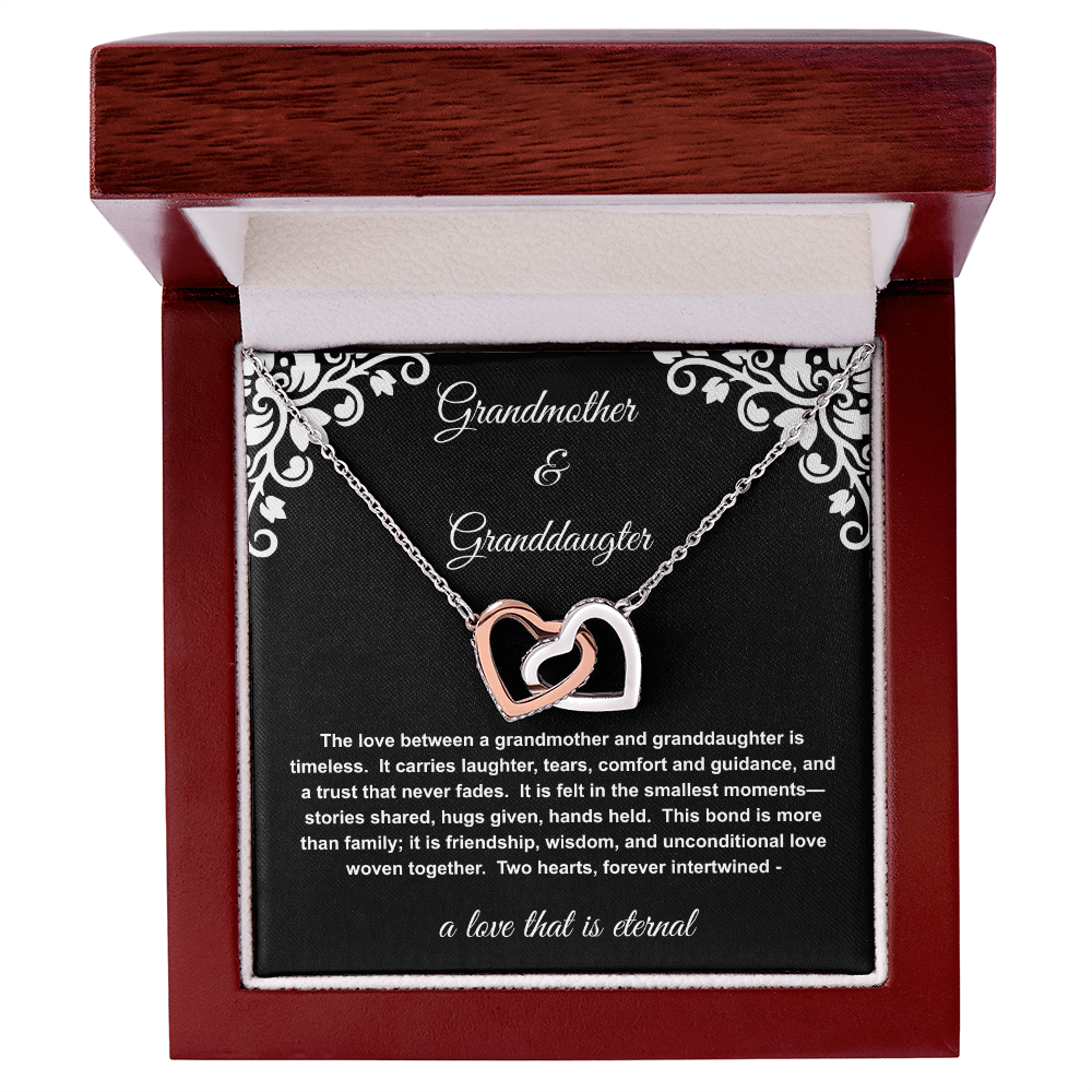 Grandmother Granddaughter Necklace | Two Interlocking Hearts Jewelry | Meaningful Gift from Grandma to Granddaughter | Birthday Christmas Gift